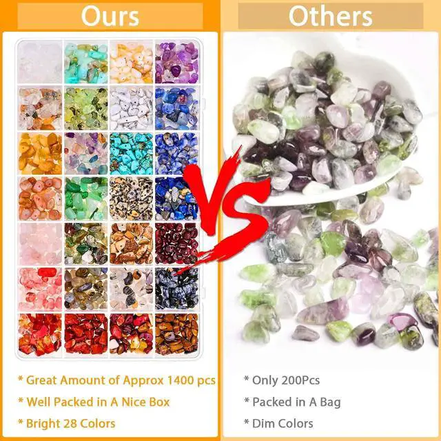 Alt view image 5 of 7 - Crystal Chips Beads for Ring Making, 28 Colors Gemstone Beads for Jewelry Making, Crystal Ring Making Kit with Plastic Box for Jewelry Ring, Bracelets, Earring Making Supplies