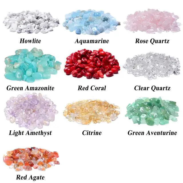 Alt view image 3 of 3 - Gemstone Beads, Natural Chips Irregular 10 Color Passion Theme Assorted Box Set Loose Beads 7~8mm Crystal Energy Stone Healing Power for Jewelry Making(Plastic Box is Included)