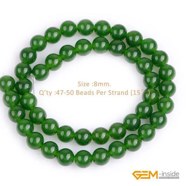 Alt view image 2 of 6 - Natural 8mm Green Taiwan Jade Gemstone Loose Beads Round Crystal Energy Stone Power for Jewelry Making 15"
