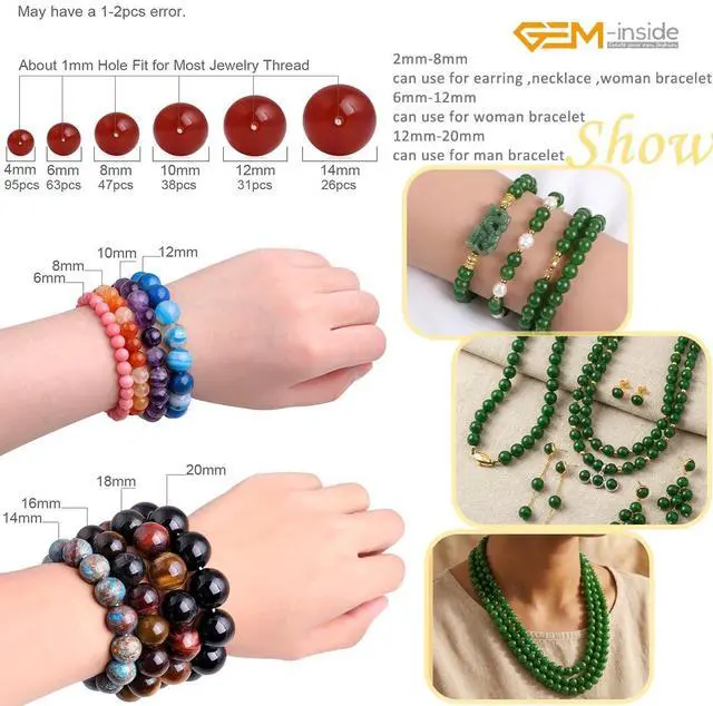 Alt view image 4 of 6 - Natural 8mm Green Taiwan Jade Gemstone Loose Beads Round Crystal Energy Stone Power for Jewelry Making 15"