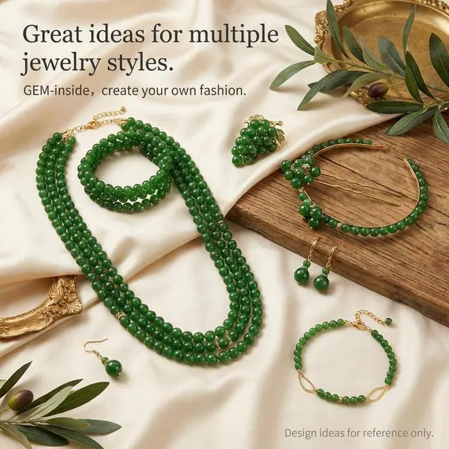 Alt view image 5 of 6 - Natural 8mm Green Taiwan Jade Gemstone Loose Beads Round Crystal Energy Stone Power for Jewelry Making 15"