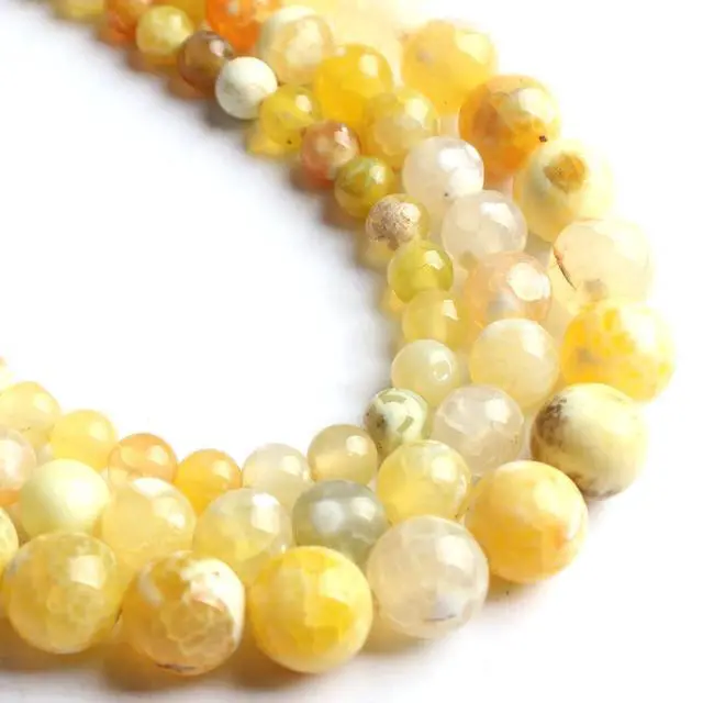 Main image of 45pcs Round Loose Yellow Fire Agate Beads for Bracelet Beads8mm Gemstone Bead Round Loose Stone Beads for Jewelry Making DIY Bracelet Necklace Earrings