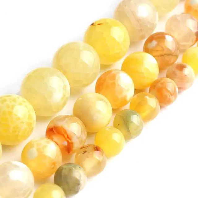 Alt view image 3 of 7 - 45pcs Round Loose Yellow Fire Agate Beads for Bracelet Beads8mm Gemstone Bead Round Loose Stone Beads for Jewelry Making DIY Bracelet Necklace Earrings