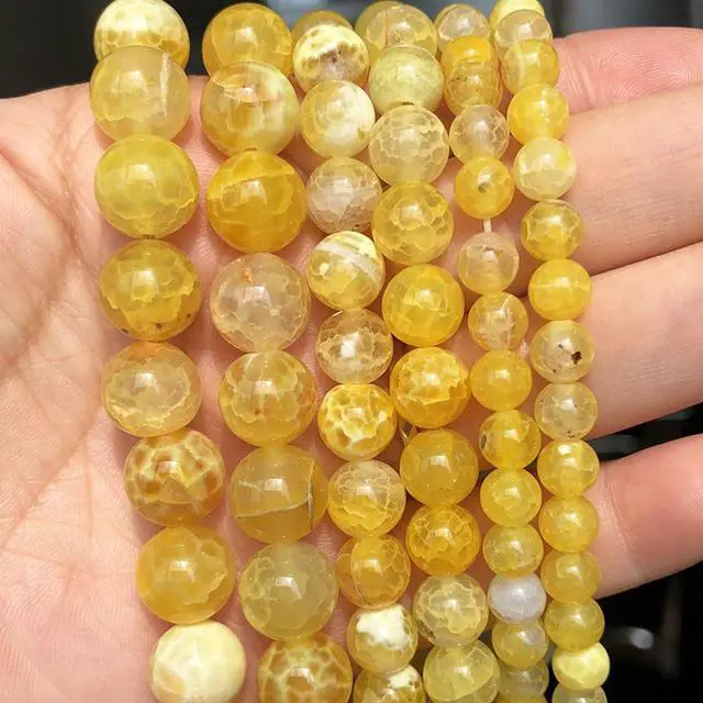 Alt view image 5 of 7 - 45pcs Round Loose Yellow Fire Agate Beads for Bracelet Beads8mm Gemstone Bead Round Loose Stone Beads for Jewelry Making DIY Bracelet Necklace Earrings