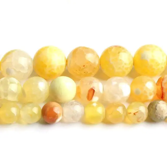 Alt view image 7 of 7 - 45pcs Round Loose Yellow Fire Agate Beads for Bracelet Beads8mm Gemstone Bead Round Loose Stone Beads for Jewelry Making DIY Bracelet Necklace Earrings