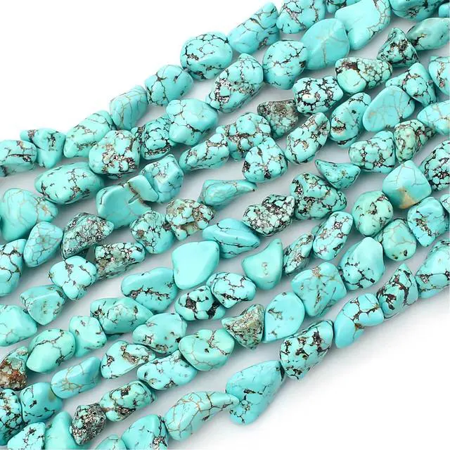 Alt view image 2 of 4 - 10-15mm Freeform Irregular Blue Turquoise Beads Loose Gemstone Beads for Jewelry Making Strand 15 Inch (22-30pcs)