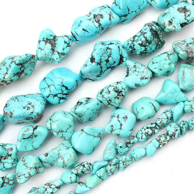 Alt view image 3 of 4 - 10-15mm Freeform Irregular Blue Turquoise Beads Loose Gemstone Beads for Jewelry Making Strand 15 Inch (22-30pcs)