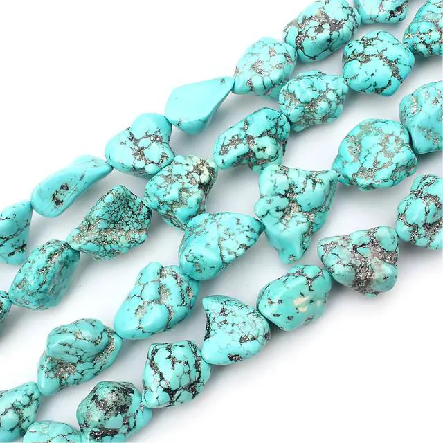 Alt view image 4 of 4 - 10-15mm Freeform Irregular Blue Turquoise Beads Loose Gemstone Beads for Jewelry Making Strand 15 Inch (22-30pcs)