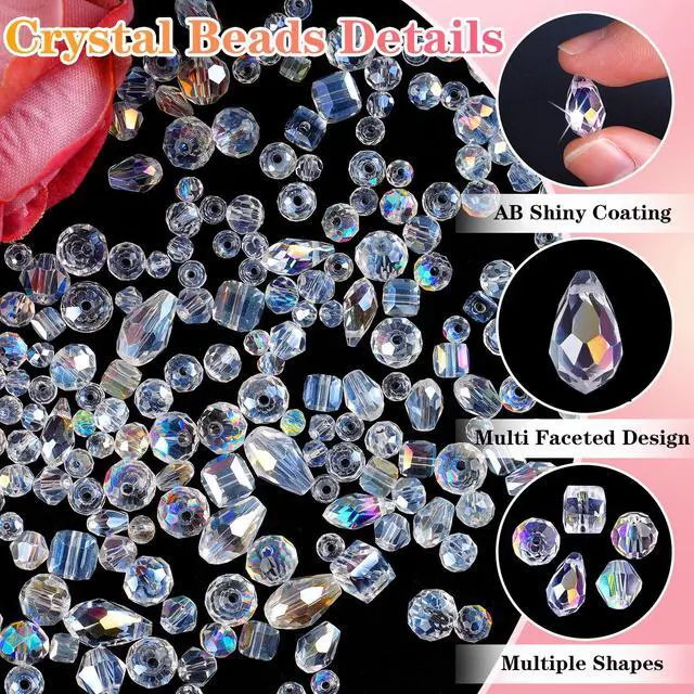 Alt view image 3 of 7 - 600 Pcs Crystal Glass Beads for Jewelry Making, 4/6/8mm Crystal Beads