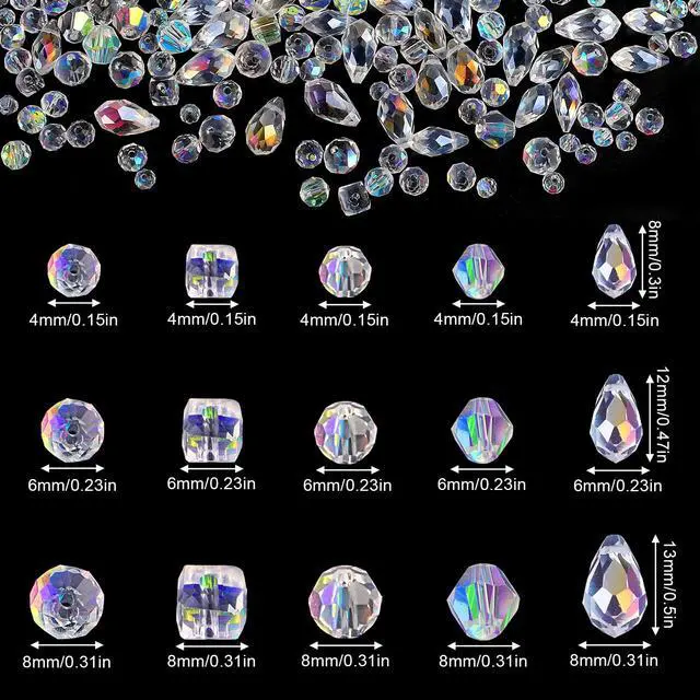 Alt view image 2 of 7 - 600 Pcs Crystal Glass Beads for Jewelry Making, 4/6/8mm Crystal Beads