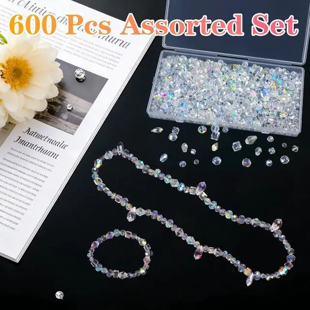 Alt view image 4 of 7 - 600 Pcs Crystal Glass Beads for Jewelry Making, 4/6/8mm Crystal Beads