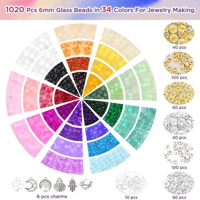 Alt view image 3 of 6 - 1368pcs 6mm Glass Beads for Bracelets Jewelry Making Supplies