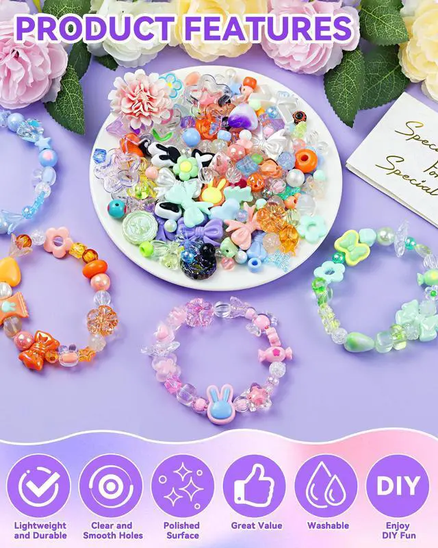 Alt view image 3 of 6 - 480PCS Assorted Acrylic Beads for Jewelry & Bracelet Making