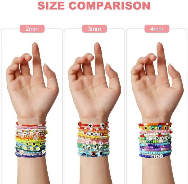 Alt view image 4 of 7 - 4mm Glass Beads for Jewelry Making, 24 Colors Bracelet Making Kit | Glass Seed Beads for Jewelry Making with Letter Beads, Small Beads for Girls Adults Gifts Bracelets Necklaces Earring