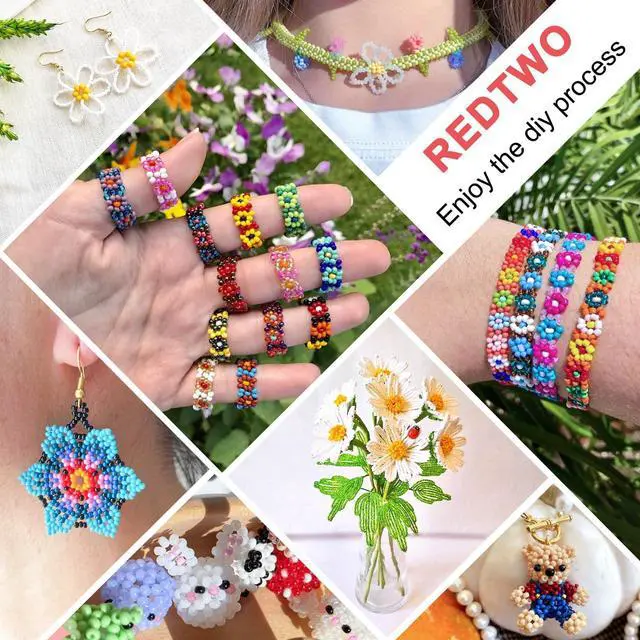 Alt view image 7 of 7 - 4mm Glass Beads for Jewelry Making, 24 Colors Bracelet Making Kit | Glass Seed Beads for Jewelry Making with Letter Beads, Small Beads for Girls Adults Gifts Bracelets Necklaces Earring