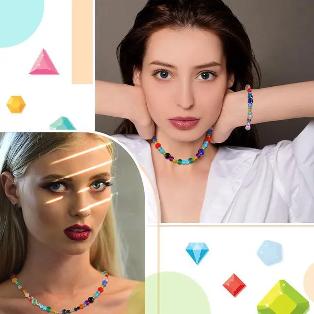 Alt view image 2 of 7 - 1300 Pieces Crystal Glass Beads for Jewelry Making Suncatcher Faceted Bicone Assorted Loose Sparkly Beads for Bracelets Necklace Pendants Jewelry Making Supplies(Colorful)