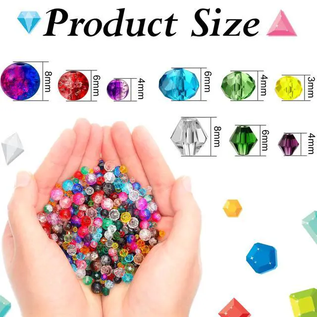 Alt view image 3 of 7 - 1300 Pieces Crystal Glass Beads for Jewelry Making Suncatcher Faceted Bicone Assorted Loose Sparkly Beads for Bracelets Necklace Pendants Jewelry Making Supplies(Colorful)