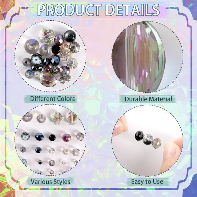 Alt view image 3 of 6 - Black Glass Beads Bulk for Jewelry Making, Suncatchers, Crafts