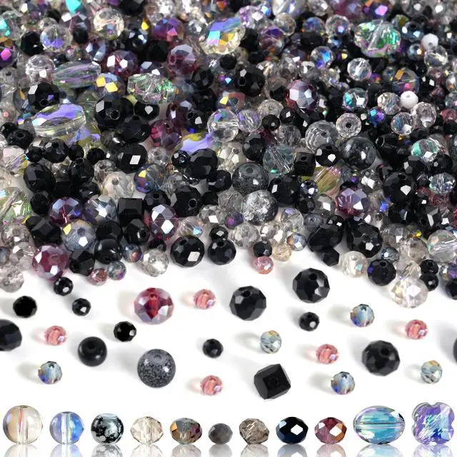 Main image of Black Glass Beads Bulk for Jewelry Making, Suncatchers, Crafts