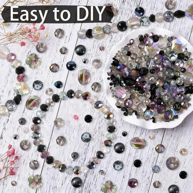 Alt view image 4 of 6 - Black Glass Beads Bulk for Jewelry Making, Suncatchers, Crafts