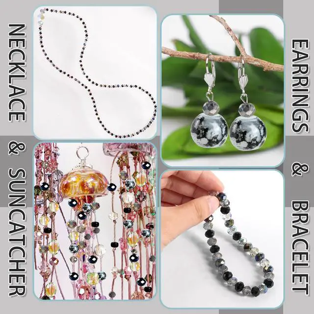 Alt view image 5 of 6 - Black Glass Beads Bulk for Jewelry Making, Suncatchers, Crafts