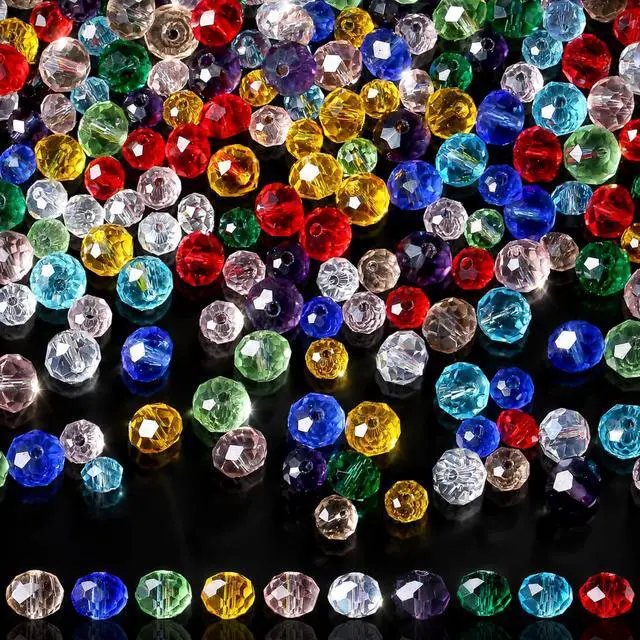 Main image of 1000Pcs 6/8mm Mixed AB Glass Crystal Beads Faceted Rondelle Bulk