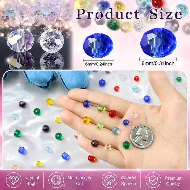 Alt view image 2 of 7 - 1000Pcs 6/8mm Mixed AB Glass Crystal Beads Faceted Rondelle Bulk
