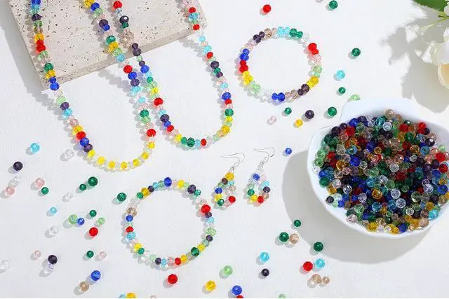 Alt view image 4 of 7 - 1000Pcs 6/8mm Mixed AB Glass Crystal Beads Faceted Rondelle Bulk
