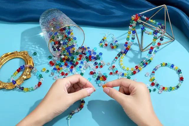 Alt view image 5 of 7 - 1000Pcs 6/8mm Mixed AB Glass Crystal Beads Faceted Rondelle Bulk