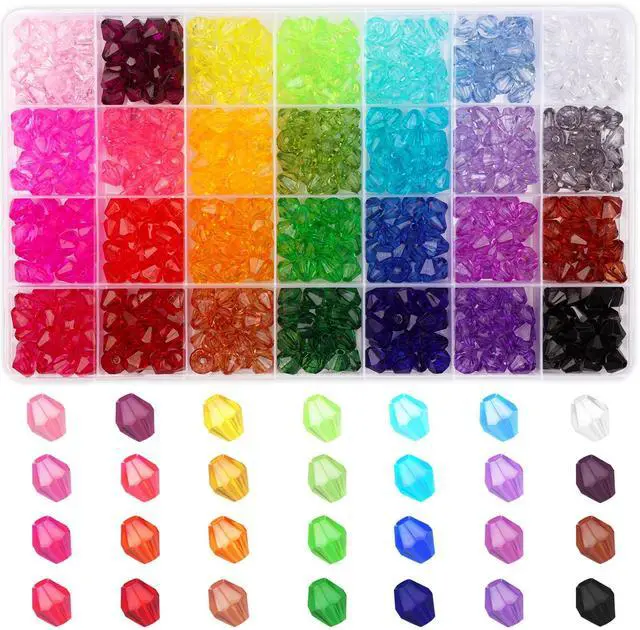 Main image of 560Pcs Crystal Beads for Jewelry Making, Crystal Acrylic Bead Faceted Craft Beads Bicone Gem Beads Jewel for Jewelry Making (10 MM)