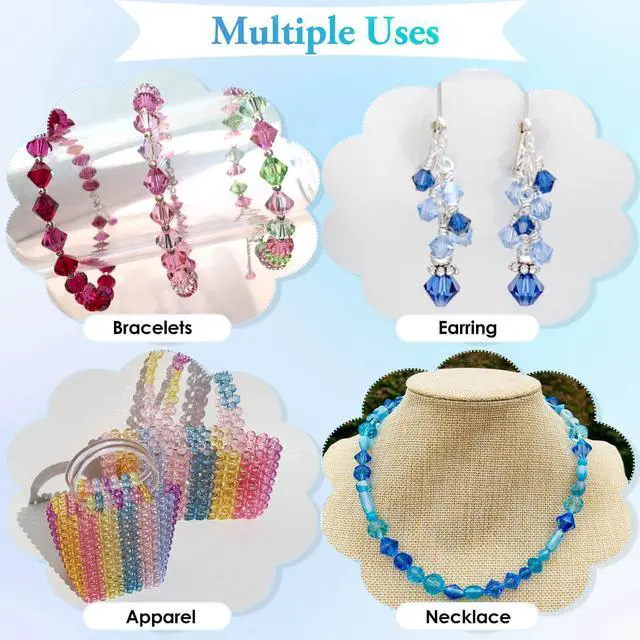 Alt view image 4 of 7 - 560Pcs Crystal Beads for Jewelry Making, Crystal Acrylic Bead Faceted Craft Beads Bicone Gem Beads Jewel for Jewelry Making (10 MM)
