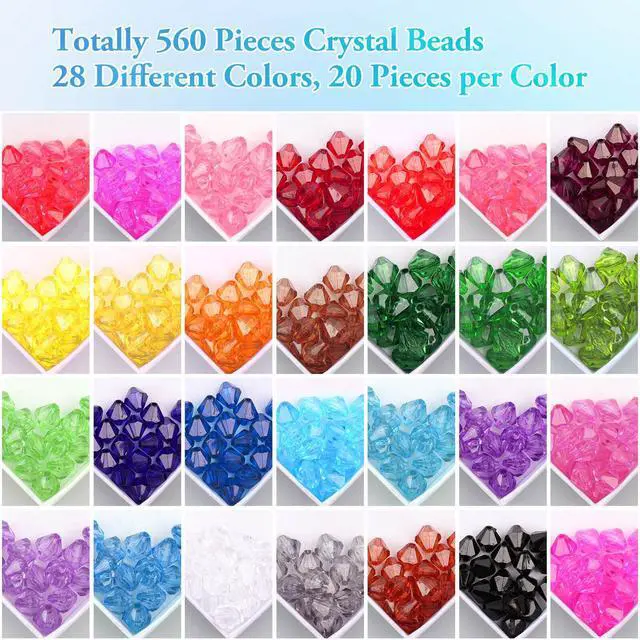 Alt view image 2 of 7 - 560Pcs Crystal Beads for Jewelry Making, Crystal Acrylic Bead Faceted Craft Beads Bicone Gem Beads Jewel for Jewelry Making (10 MM)