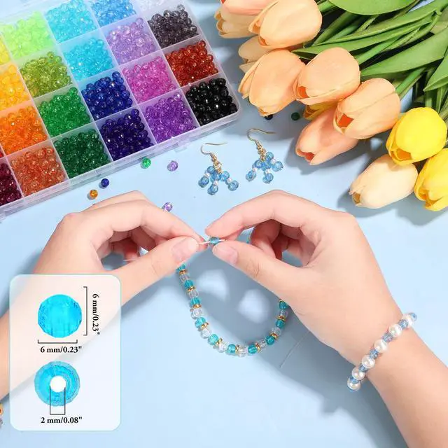 Alt view image 3 of 7 - 1820Pcs Crystal Acrylic Beads Faceted Bicone Gem Beads for Jewelry Making (6 MM)