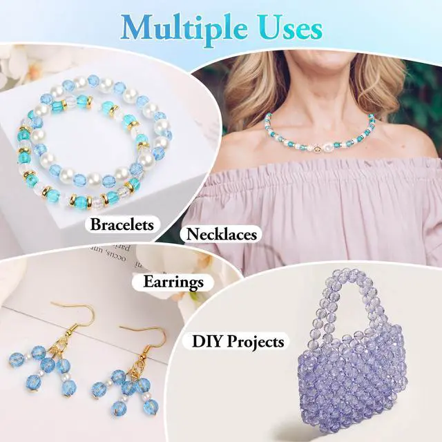 Alt view image 4 of 7 - 1820Pcs Crystal Acrylic Beads Faceted Bicone Gem Beads for Jewelry Making (6 MM)