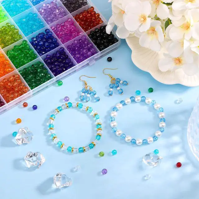 Alt view image 5 of 7 - 1820Pcs Crystal Acrylic Beads Faceted Bicone Gem Beads for Jewelry Making (6 MM)