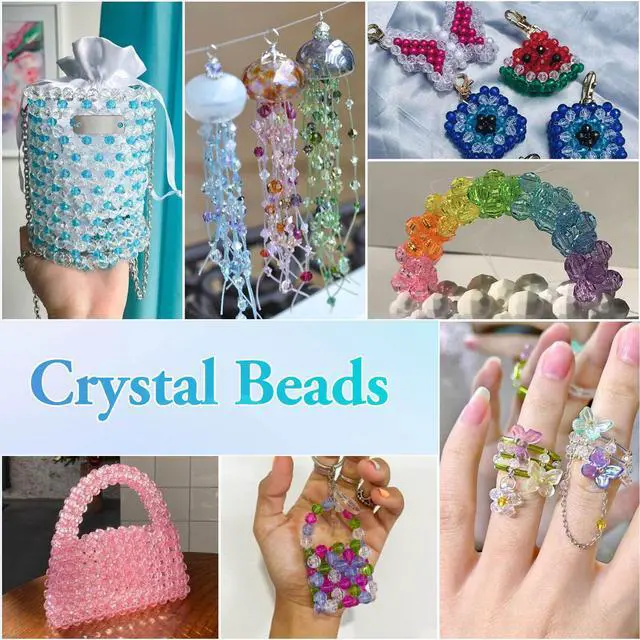 Alt view image 6 of 7 - 1820Pcs Crystal Acrylic Beads Faceted Bicone Gem Beads for Jewelry Making (6 MM)