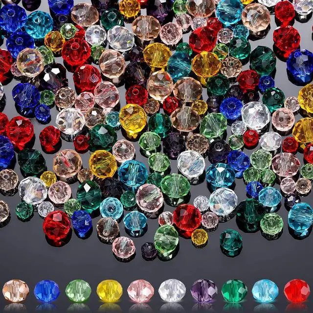 Main image of 1000 Pcs Glass Beads Bulk Assorted Crystal Beads for Jewelry Making Colorful Faceted Briolette for DIY Craft, Earrings, Keychain, Necklace, Wristband 4/6/8 mm(Fresh Color)