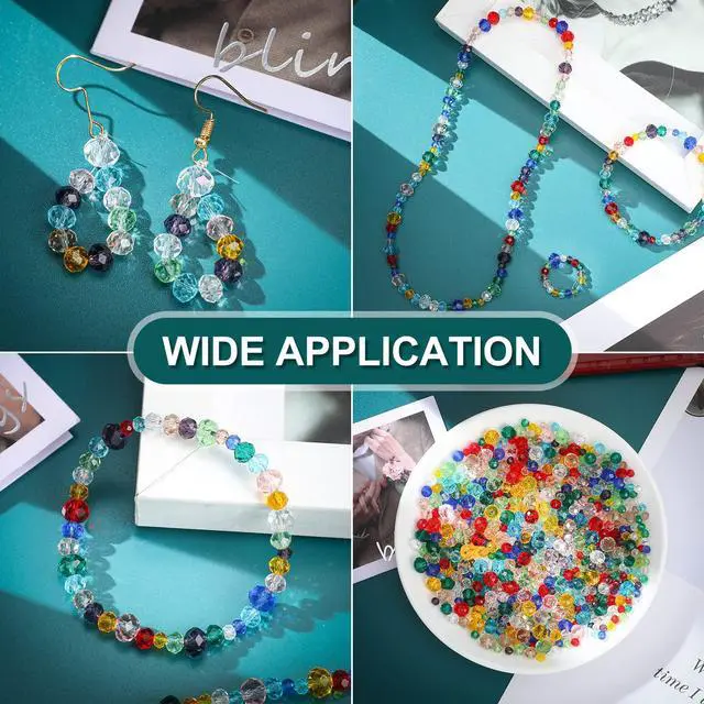 Alt view image 5 of 6 - 1000 Pcs Glass Beads Bulk Assorted Crystal Beads for Jewelry Making Colorful Faceted Briolette for DIY Craft, Earrings, Keychain, Necklace, Wristband 4/6/8 mm(Fresh Color)