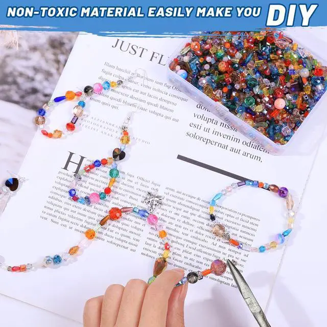Alt view image 6 of 7 - Assorted Glass Crystal Beads for Jewelry Making,DIY Lamp Work, Glass Spacer Beads Colorful Clear Electroplated Color Crystal Beads, Colorful Assortment Bulk Mix, Half Pound