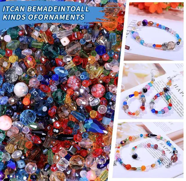 Alt view image 5 of 7 - Assorted Glass Crystal Beads for Jewelry Making,DIY Lamp Work, Glass Spacer Beads Colorful Clear Electroplated Color Crystal Beads, Colorful Assortment Bulk Mix, Half Pound