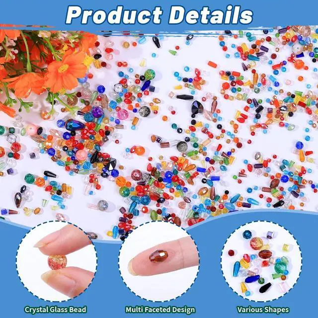 Alt view image 4 of 7 - Assorted Glass Crystal Beads for Jewelry Making,DIY Lamp Work, Glass Spacer Beads Colorful Clear Electroplated Color Crystal Beads, Colorful Assortment Bulk Mix, Half Pound