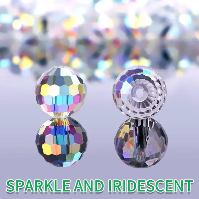 Alt view image 3 of 7 - Crystal Glass Beads for Jewelry Making, 80 Pcs Faceted Beads, 10 mm, AB
