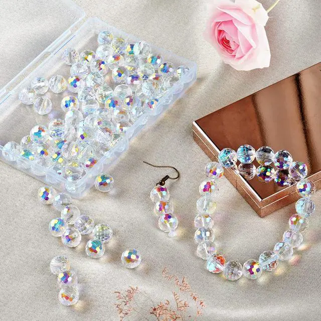 Alt view image 6 of 7 - Crystal Glass Beads for Jewelry Making, 80 Pcs Faceted Beads, 10 mm, AB