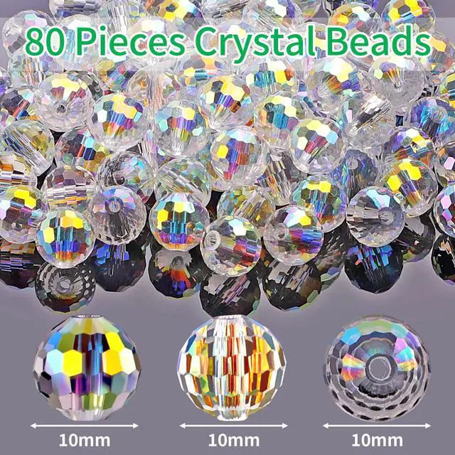 Alt view image 2 of 7 - Crystal Glass Beads for Jewelry Making, 80 Pcs Faceted Beads, 10 mm, AB