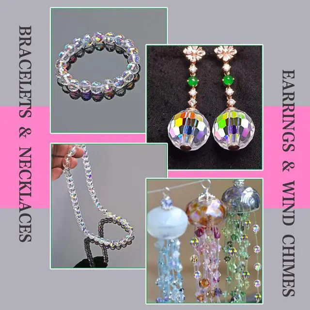 Alt view image 7 of 7 - Crystal Glass Beads for Jewelry Making, 80 Pcs Faceted Beads, 10 mm, AB