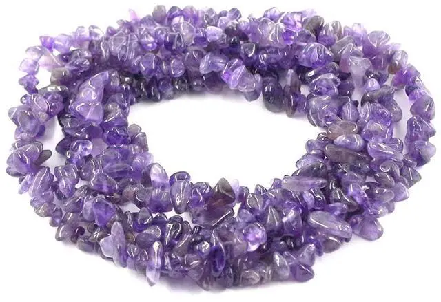 Main image of 35 inches Chip Stone Loose Gemstones Beads Drilled Strand for Jewelry Making (Amethyst)