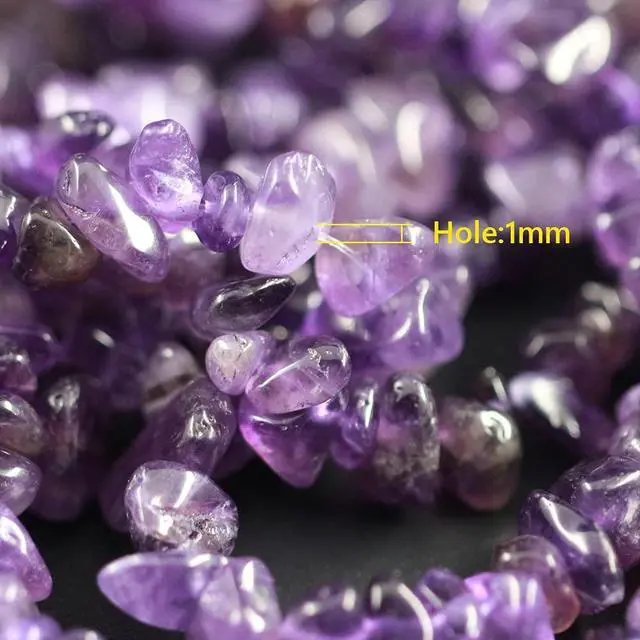 Alt view image 4 of 5 - 35 inches Chip Stone Loose Gemstones Beads Drilled Strand for Jewelry Making (Amethyst)