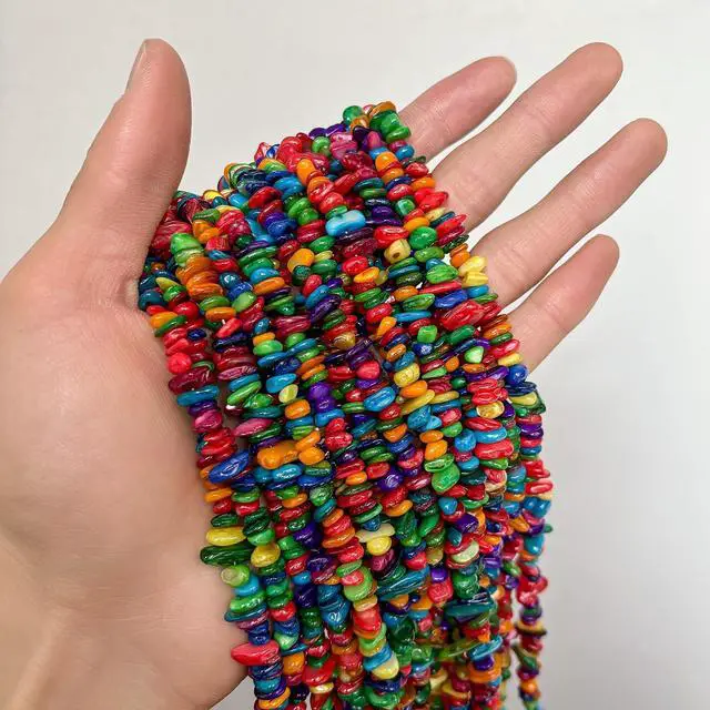 Main image of Natural Chip Stone Beads About 200pcs Colorful Stones 5-8mm Irregular Gemstone Healing Crystal Loose Rocks for Bracelet Necklace Earrings Jewelry Making(Colorful Seashells)