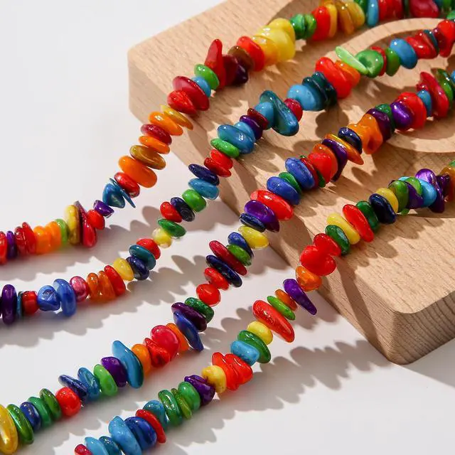 Alt view image 2 of 7 - Natural Chip Stone Beads About 200pcs Colorful Stones 5-8mm Irregular Gemstone Healing Crystal Loose Rocks for Bracelet Necklace Earrings Jewelry Making(Colorful Seashells)