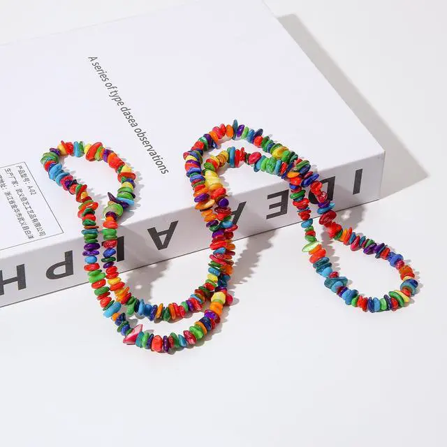 Alt view image 7 of 7 - Natural Chip Stone Beads About 200pcs Colorful Stones 5-8mm Irregular Gemstone Healing Crystal Loose Rocks for Bracelet Necklace Earrings Jewelry Making(Colorful Seashells)
